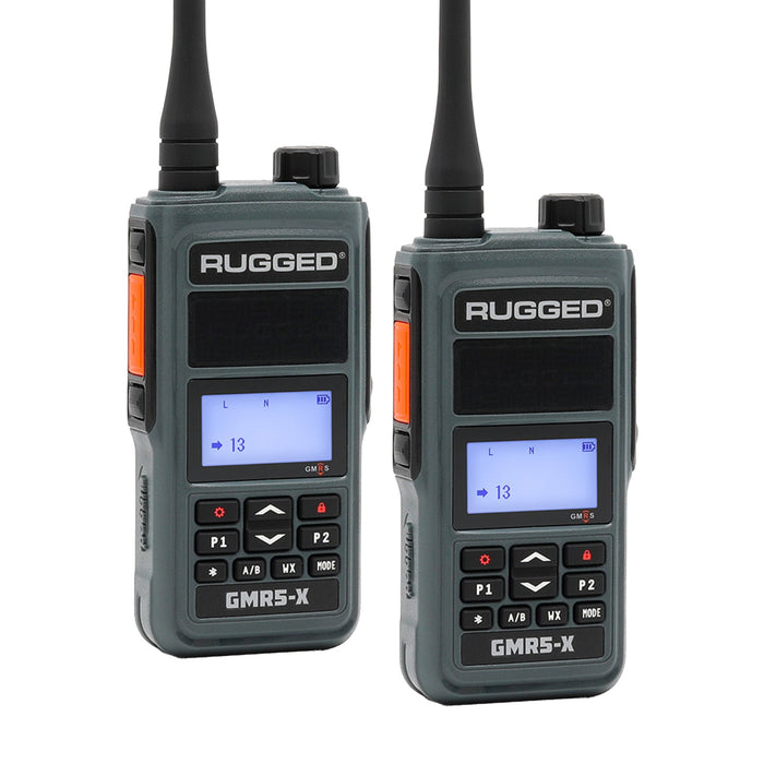 GMR5-X - 5W GMRS Handheld Radio - Waterproof with XL Battery - 2 Pack
